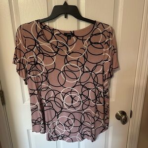 Alfani Women's Blouse with Pink and Black Circle Design